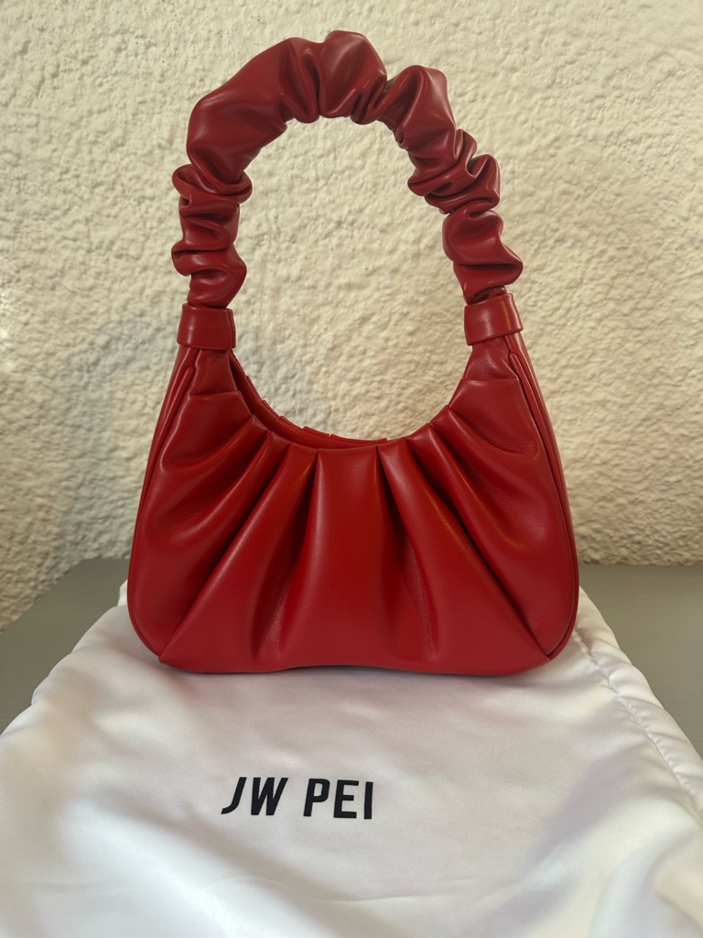 JW PEI Chili Red Gabbi Ruched Hobo Handbag Excellent Used Condition - Picture 7 of 8